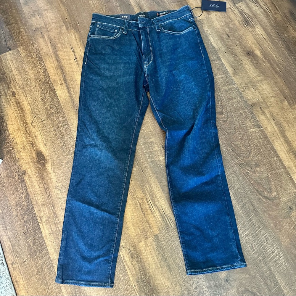 Heritage Men’s Premium Relaxed Charisma Straight Jeans in Dark Blue 36x32